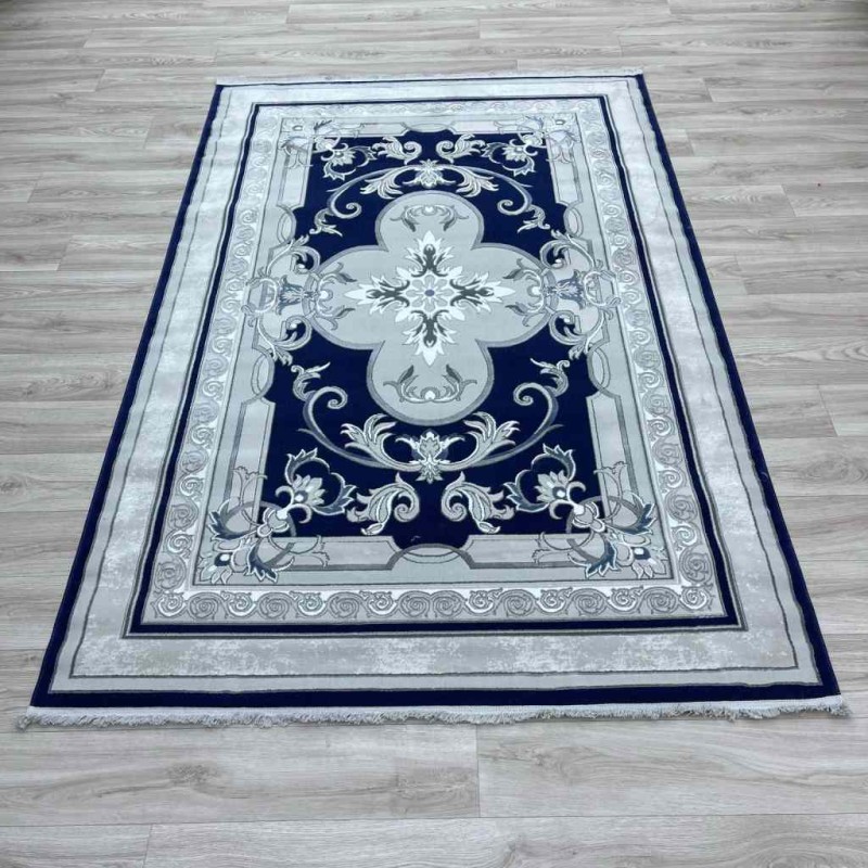 Serenity Turkish carpet Iranian hand-knotted 36235 navy blue size 400*400