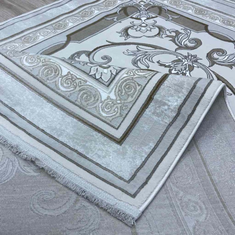 Serenity Turkish carpet Iranian 36235 light gray cream size 100*400