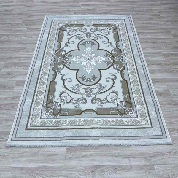 سجاد تركي سيرينتي نشقه ايراني 36235 كريم رمادي فاتح مقاس 250*350