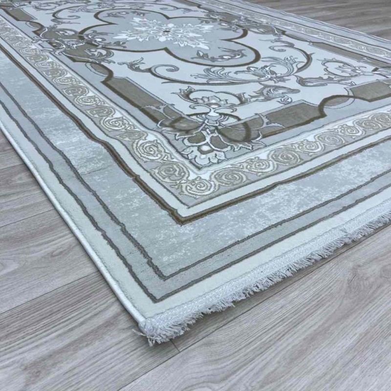 Serenity Turkish carpet Iranian 36235 light gray cream size 100*400