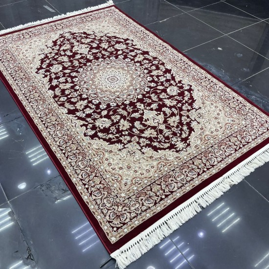 Al Baha Classic Thick Soft Turkish Carpet 3403D Burgundy Red Size 300*400