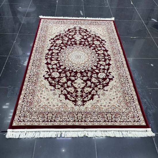 Al Baha Classic Thick Soft Turkish Carpet 3403D Burgundy Red Size 500*800