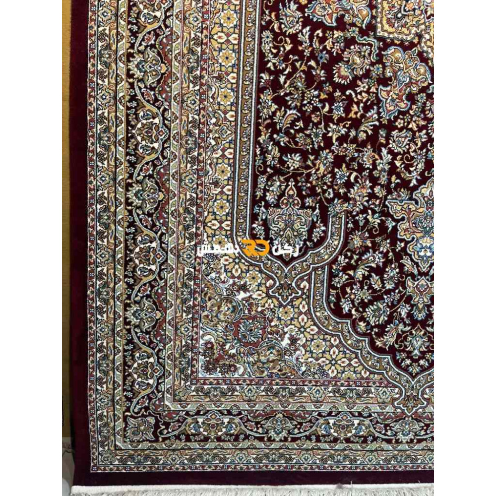 سجاد تركي الفخامة صوف اكرليك خيط مبروم  37878 لون احمر عنابي مقاس 100*200