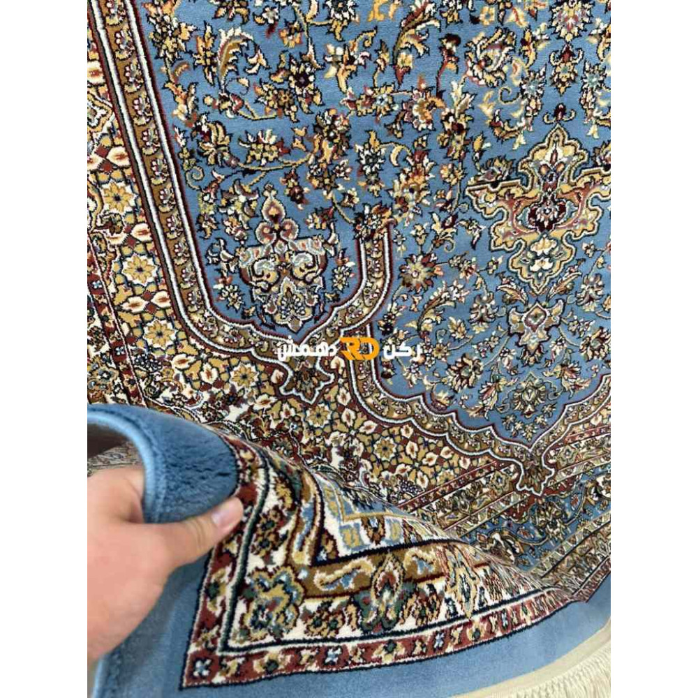 سجاد تركي الفخامة صوف اكرليك خيط مبروم  37878 لون سماوي مقاس 100*200