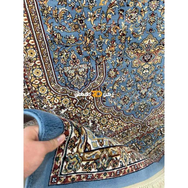 سجاد تركي الفخامة صوف اكرليك خيط مبروم  37878 لون سماوي مقاس 250*350