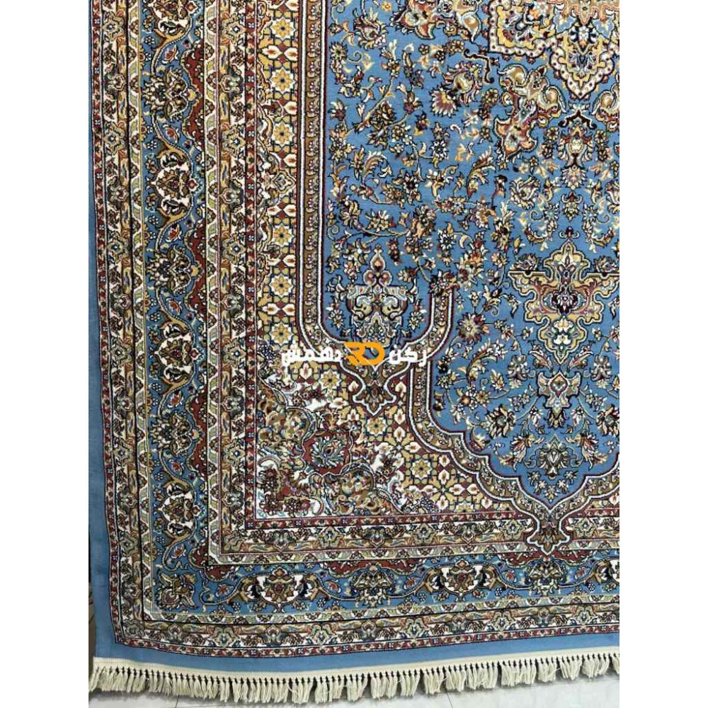 سجاد تركي الفخامة صوف اكرليك خيط مبروم  37878 لون سماوي مقاس 100*200