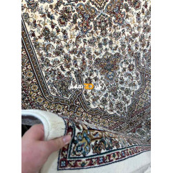 سجاد تركي الفخامة صوف اكرليك خيط مبروم  37878 لون كريم مقاس 400*600