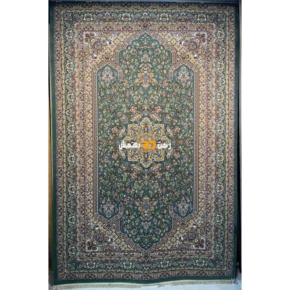 سجاد تركي الفخامة صوف اكرليك خيط مبروم  37878 لون اخضر مقاس 400*600