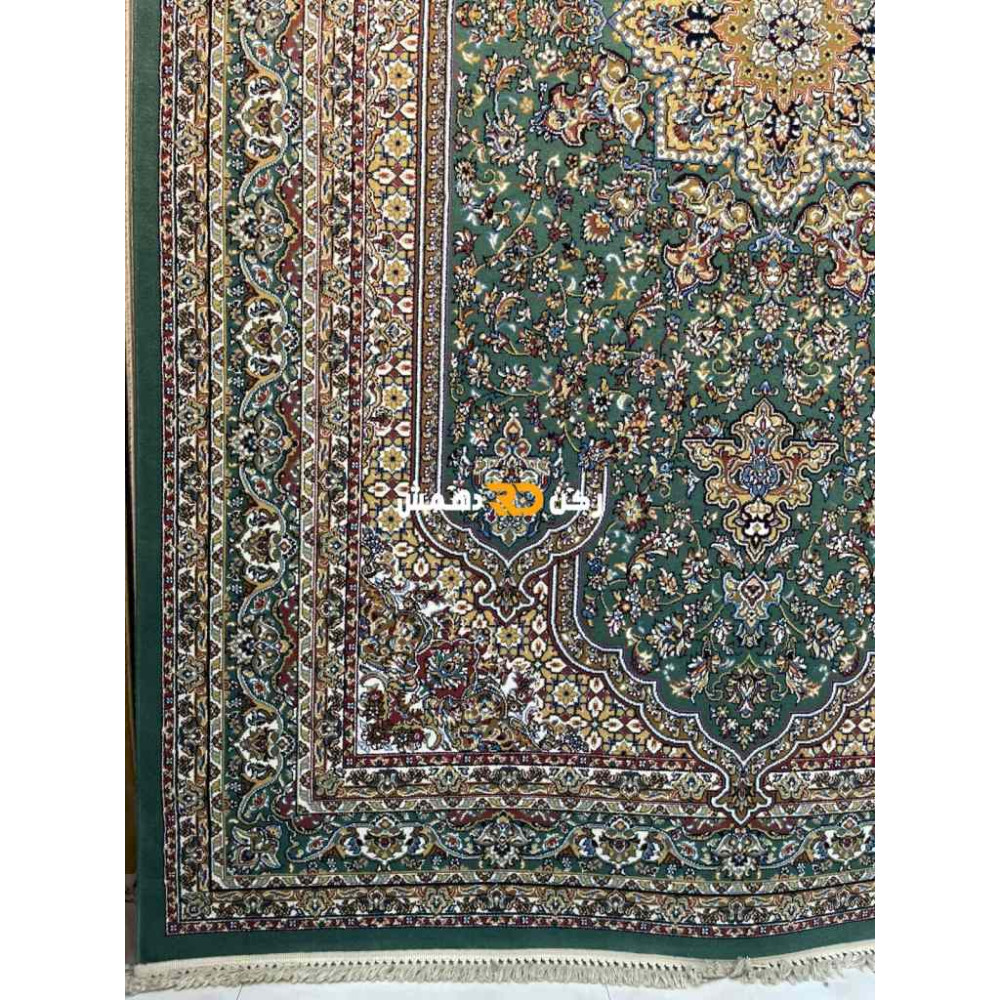 سجاد تركي الفخامة صوف اكرليك خيط مبروم  37878 لون اخضر مقاس 400*600
