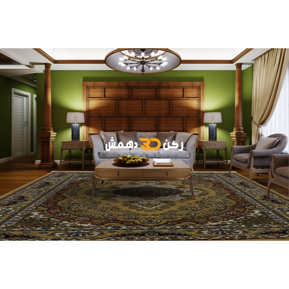 سجاد تركي الفخامة صوف اكرليك خيط مبروم  36963 لون ذهبي مقاس 100*200