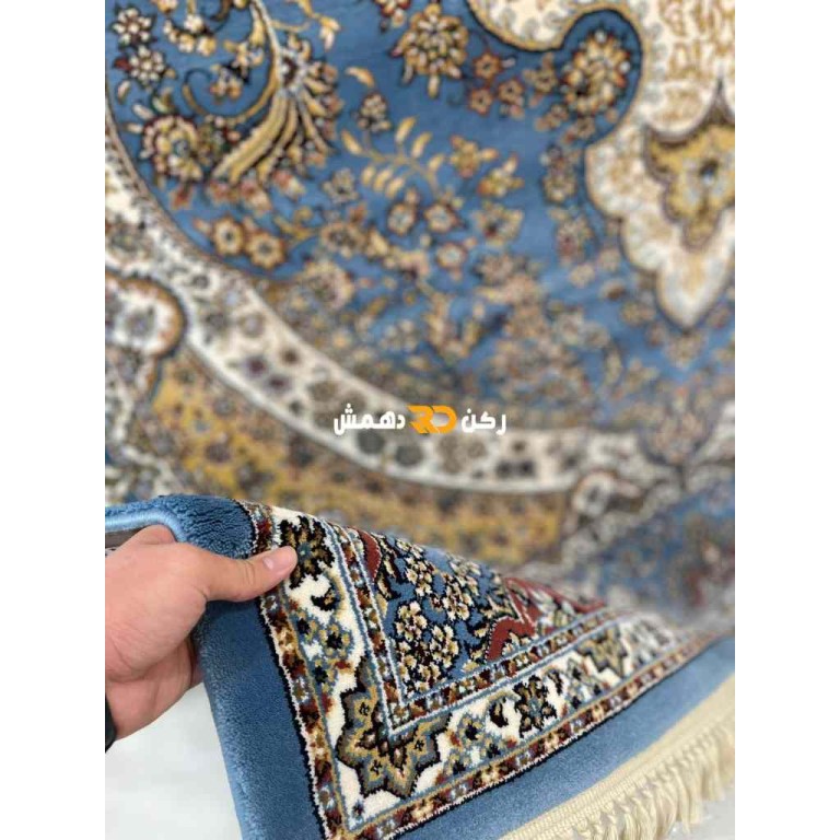 سجاد تركي الفخامة صوف اكرليك خيط مبروم  36963 لون سماوي مقاس 100*200