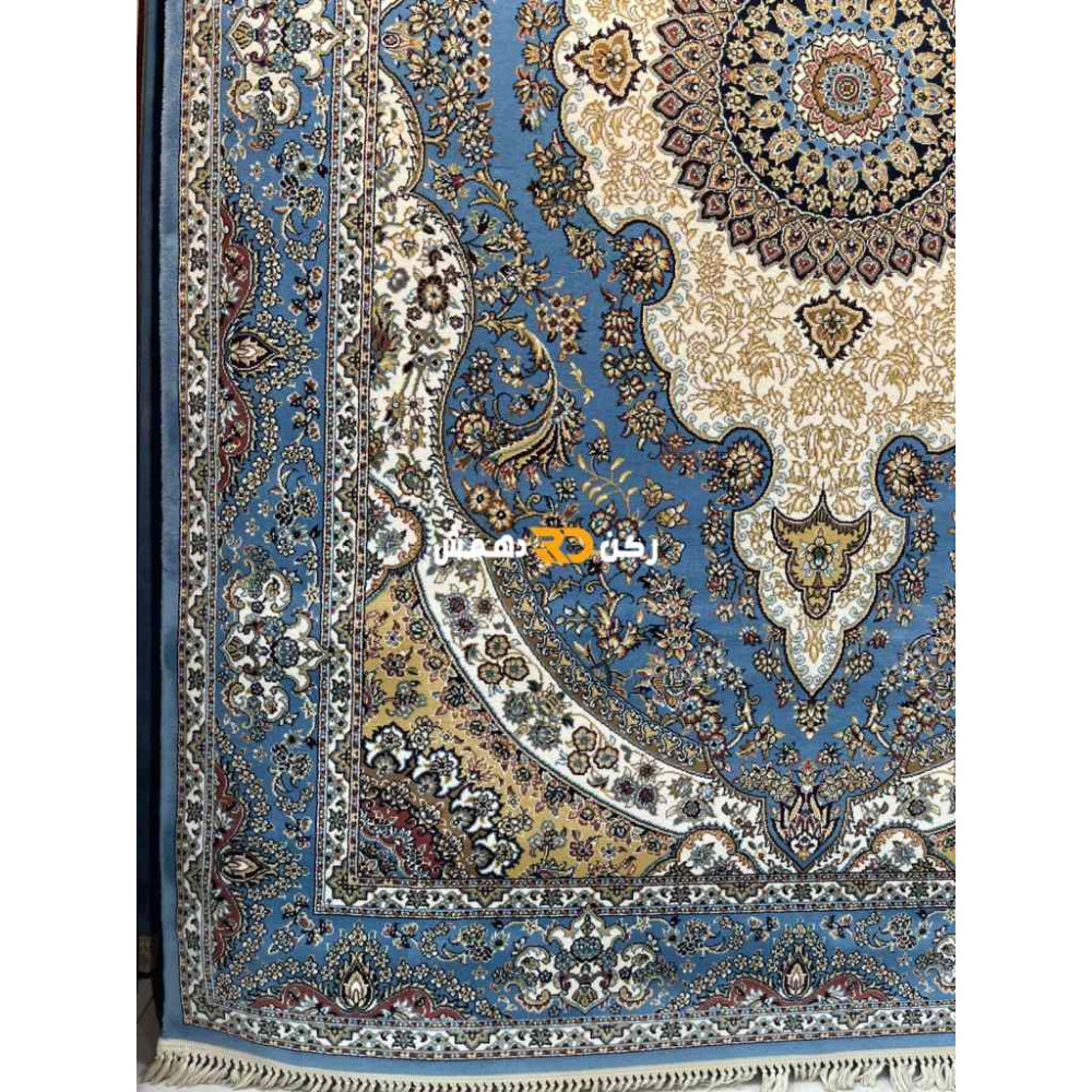 سجاد تركي الفخامة صوف اكرليك خيط مبروم  36963 لون سماوي مقاس 400*600