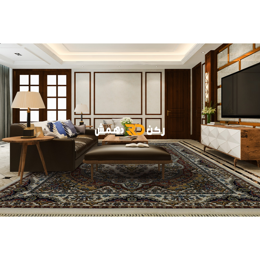 سجاد تركي الفخامة صوف اكرليك خيط مبروم  36963 لون كريم مقاس 100*200