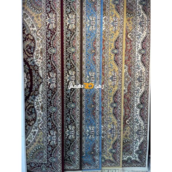 Luxury Turkish carpet wool acrylic twisted yarn 36963 navy color size 100*400