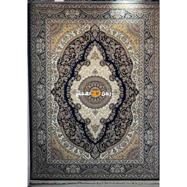 Luxury Turkish carpet wool acrylic twisted yarn 36963 navy color size 100*400