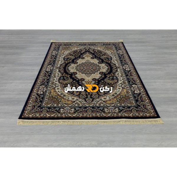 Luxury Turkish carpet wool acrylic twisted yarn 36963 navy color size 100*400