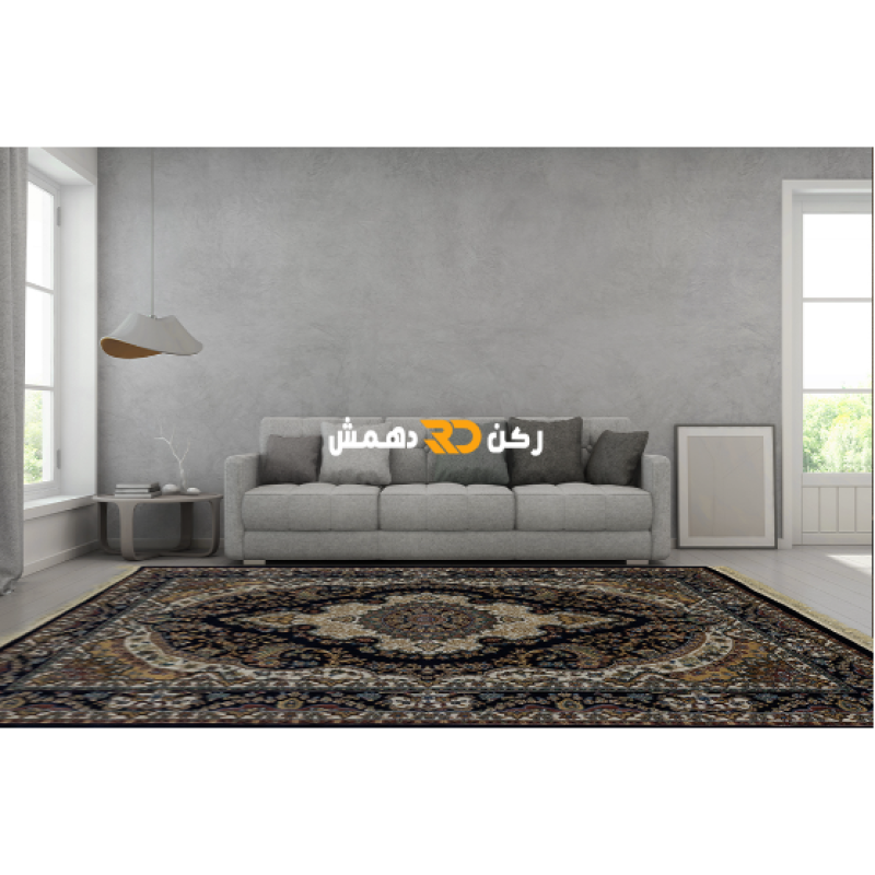 سجاد تركي الفخامة صوف اكرليك خيط مبروم  36963 لون كحلي مقاس 400*600