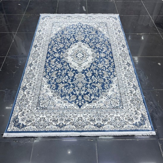 Classic Turkish carpet Al-Jawhara soft 27166A blue size 200*300