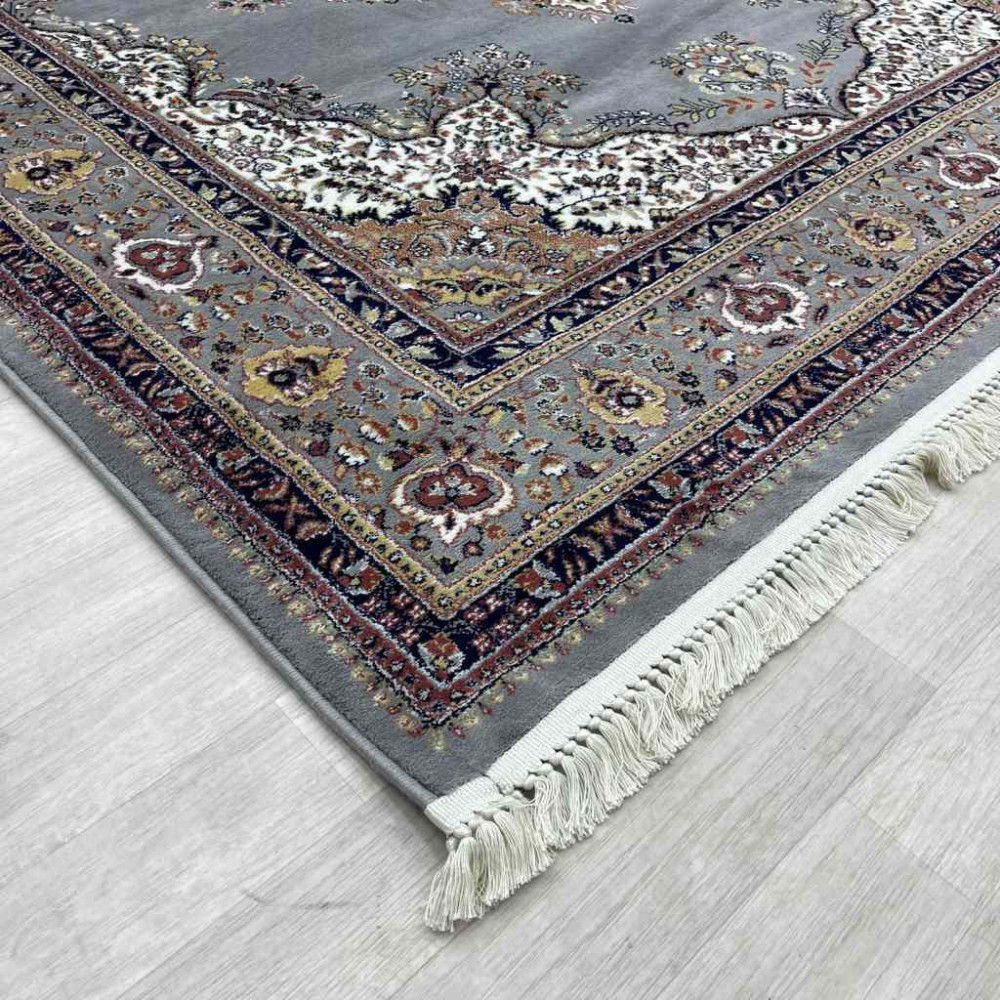 سجاد تركي الماس صوف درجه اولا كلاسيك سميك 38684A رصاصي مقاس 100*200