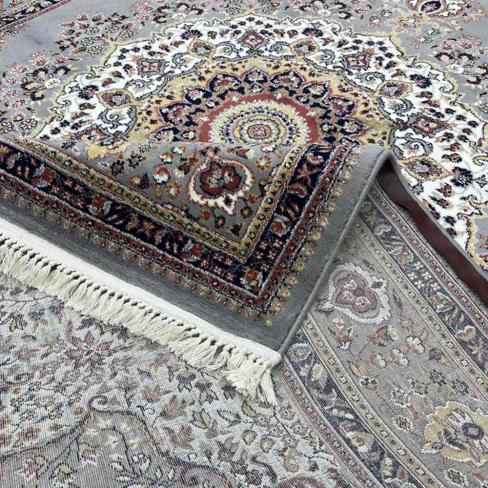 سجاد تركي الماس صوف درجه اولا كلاسيك سميك 38684A رصاصي مقاس 100*200