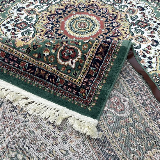 Turkish diamond carpet first class classic thick wool 38684A Green size 250*350