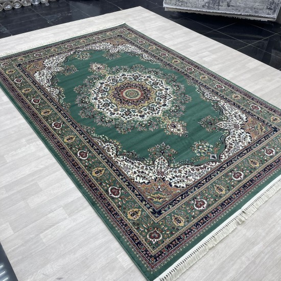 Turkish diamond carpet first class classic thick wool 38684A Green size 300*400