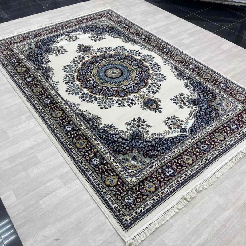 سجاد تركي الماس صوف درجه اولا كلاسيك سميك 38684A كريم مقاس 100*200