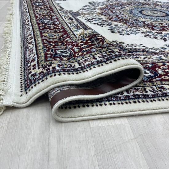 Turkish diamond carpet first class classic thick wool 38684A Cream size 100*400