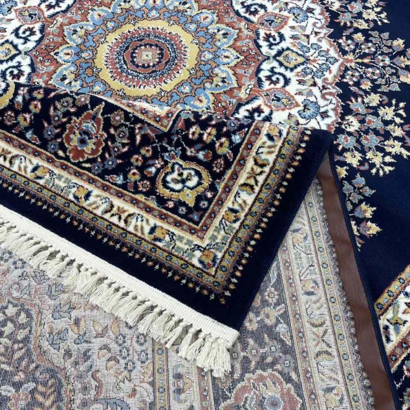 سجاد تركي الماس صوف درجه اولا كلاسيك سميك 38684A كحلي مقاس 400*500