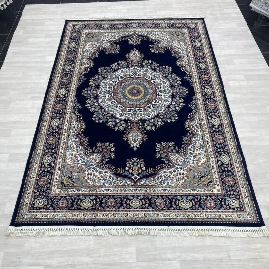 Turkish diamond wool carpet first class classic thick 38684A navy blue size 300*400