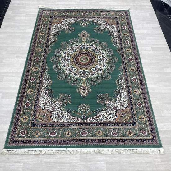 Turkish diamond carpet first class classic thick wool 38684A Green size 250*350