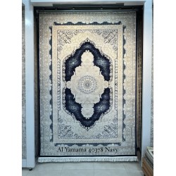 Al Yamama Classic Thick Soft Turkish Carpet 40378A Navy Blue Size 100*200