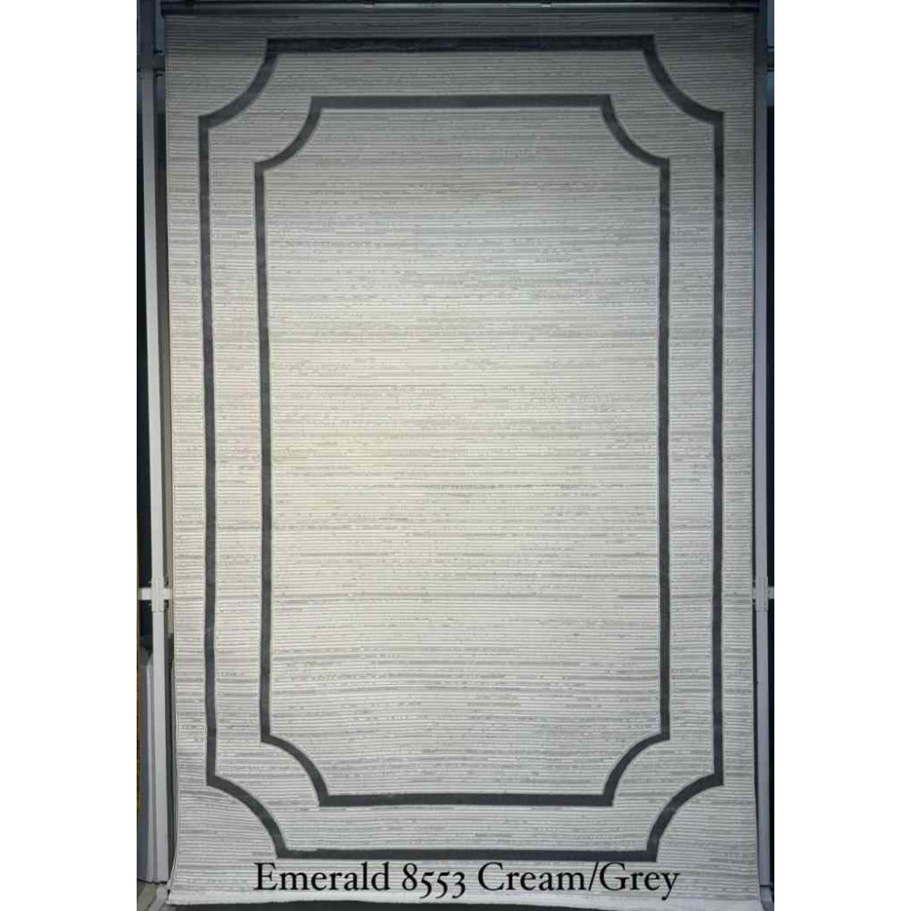 سجاد تركي اطار برواز الزمرد 8553 كريم رصاصي مقاس 100*400