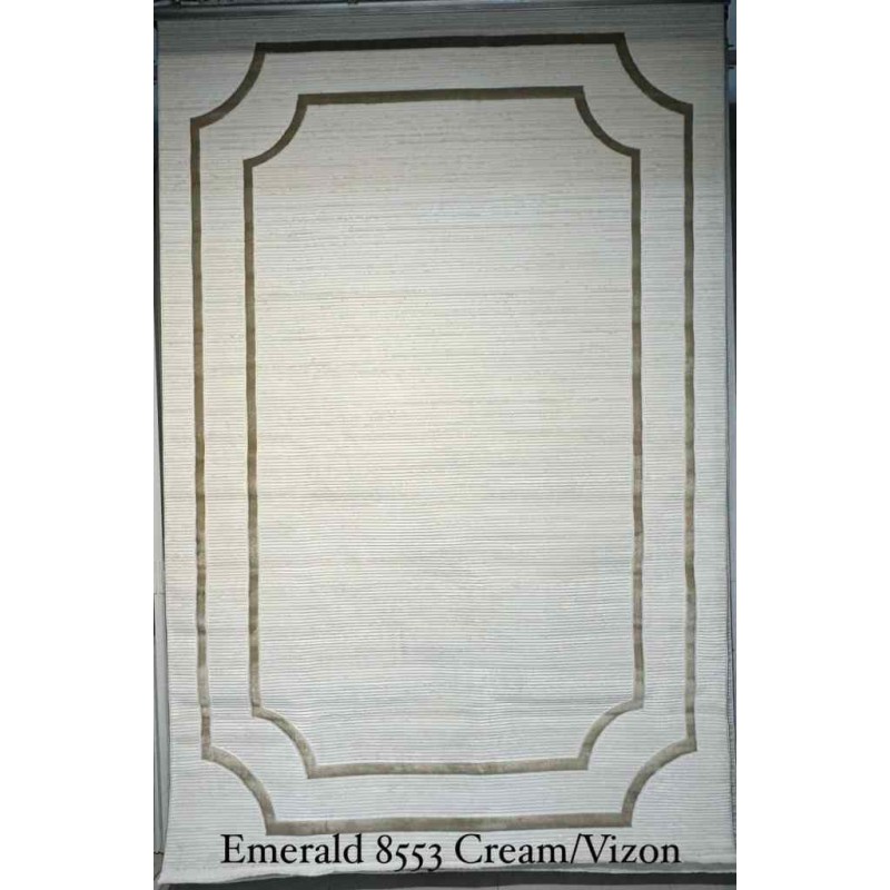 Turkish rug emerald frame 8553 cream vizon size 80*150