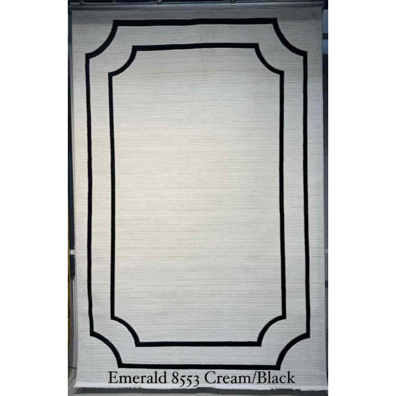سجاد تركي اطار برواز الزمرد 8553 كريم اسود مقاس 100*300