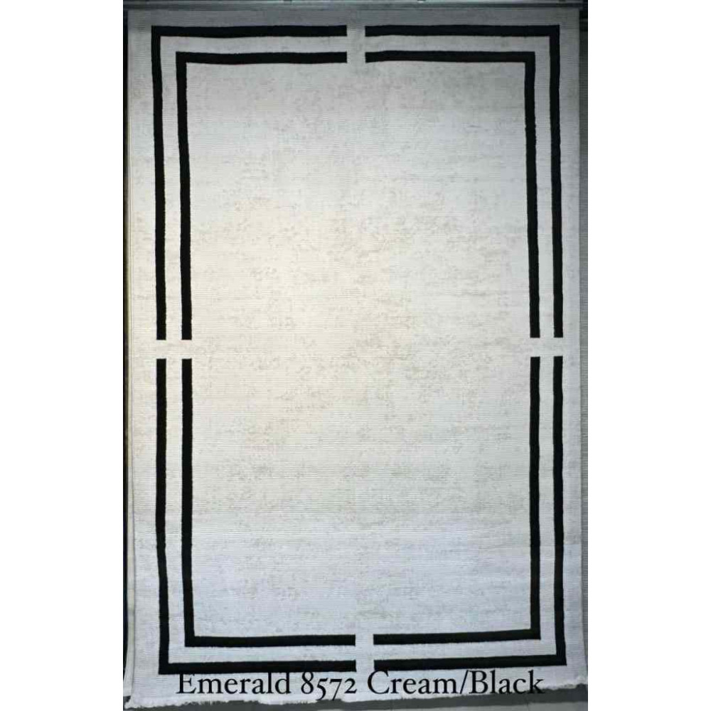 سجاد تركي اطار برواز الزمرد 8572 كريم اسود مقاس 100*300