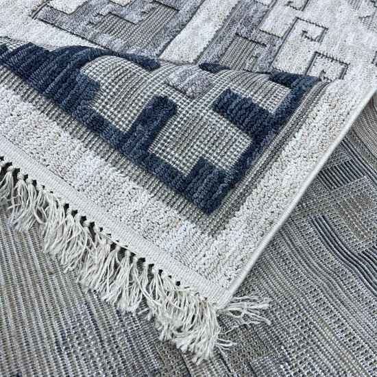 Turkish Burlap Rug Oakville OH363A Blue Cream Size 300*400