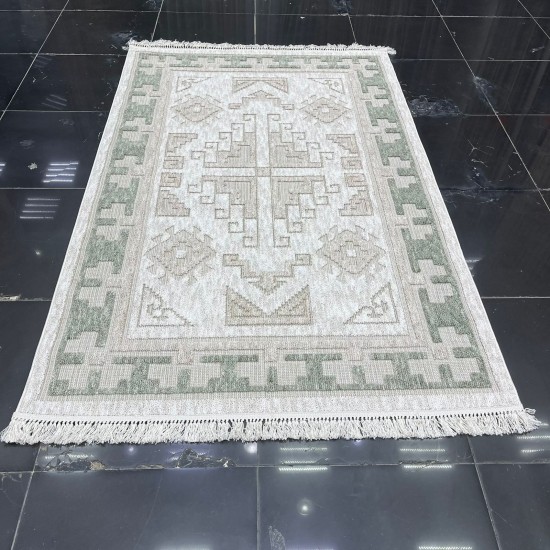 Turkish Burlap Rug Oakville OH363A Green Cream Size 100*200