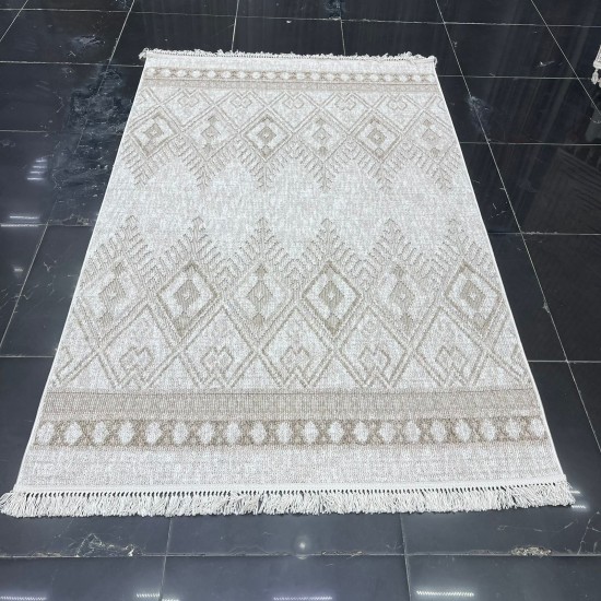 Turkish Burlap Rug Oakville OF989A Dark Beige Cream Size 100*200