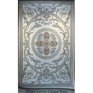 Turkish Palace Rug G0710 Classic Royal Pattern Palace Thick Soft Cream Terra Blue Size 200*300