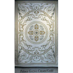 سجاد تركي بالاس G0710 كلاسيك نقش ملكي قصور سميك ناعم كريم ذهبي مقاس 100*400