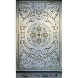 سجاد تركي بالاس G0710 كلاسيك نقش ملكي قصور سميك ناعم كريم ذهبي مقاس 100*400
