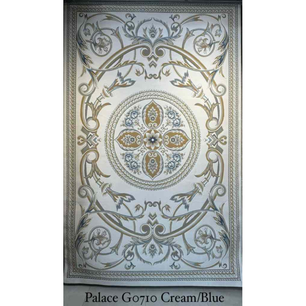 سجاد تركي بالاس G0710 كلاسيك نقش ملكي قصور سميك ناعم كريم سماوي مقاس 250*350