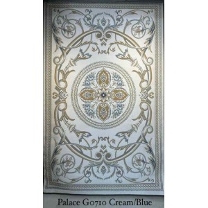 سجاد تركي بالاس G0710 كلاسيك نقش ملكي قصور سميك ناعم كريم سماوي مقاس 250*350