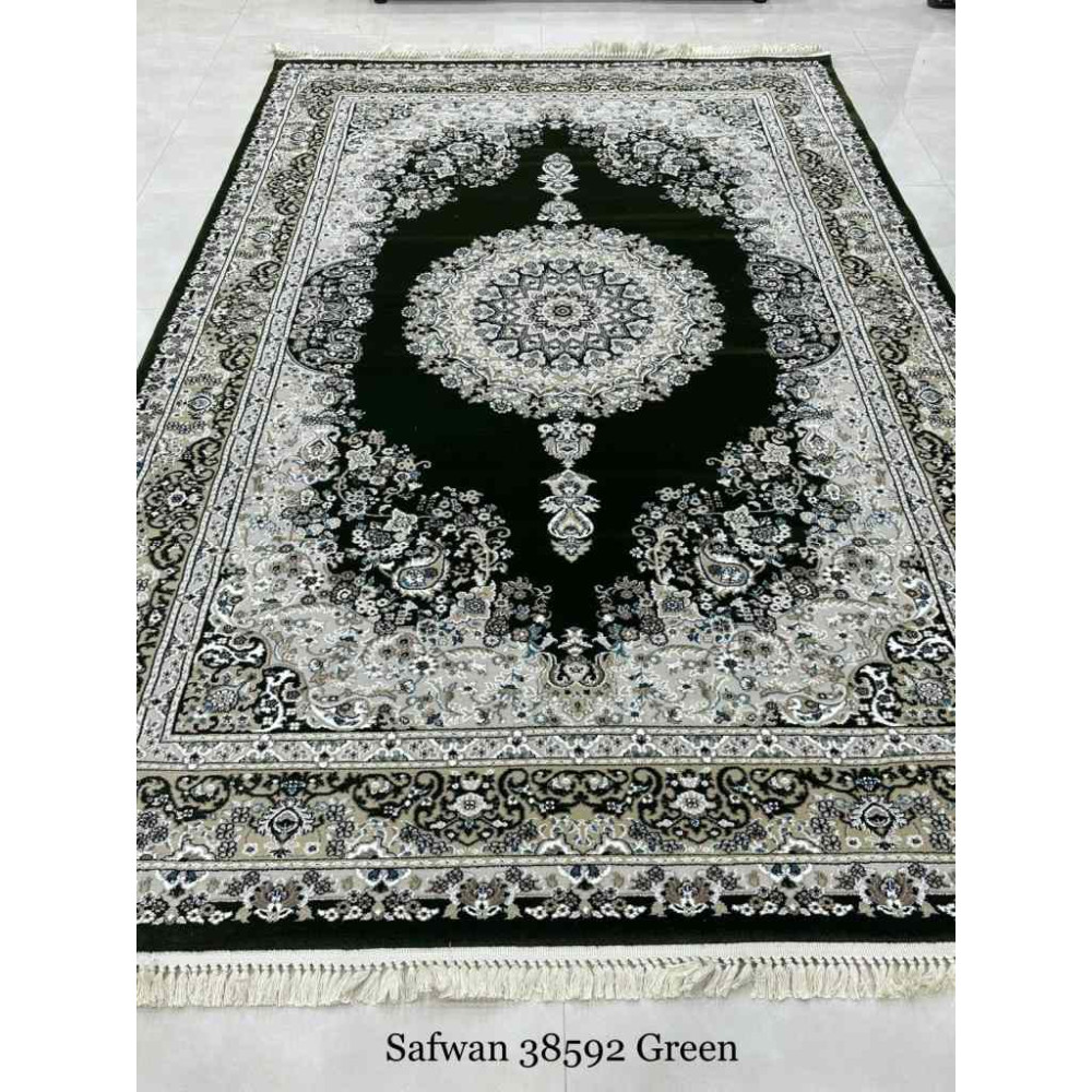 سجاد تركي صفوان كلاسيك سميك ناعم 38592 اخضر مقاس 100*400