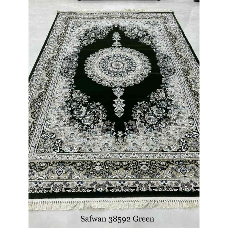 Safwan Classic Thick Soft Turkish Carpet 38592 Green Size 400*500