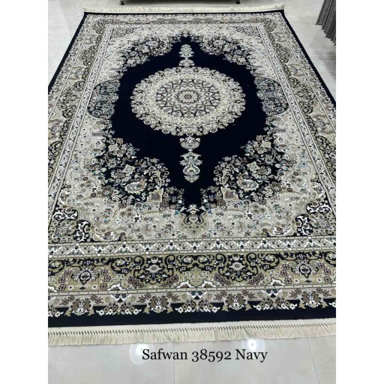 Safwan Classic Thick Soft Turkish Carpet 38592 navy Size 400*500