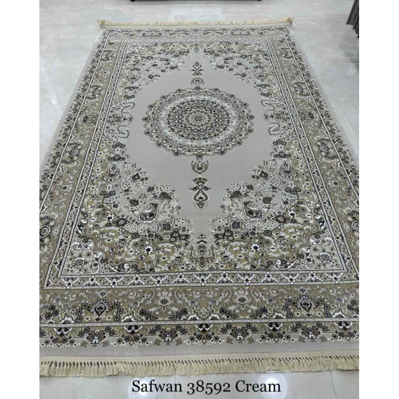 Safwan Classic Thick Soft Turkish Carpet 38592 Cream Size 100*200