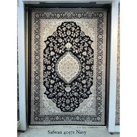 Safwan Classic Thick Soft Turkish Carpet 40571 navy Size 100*200 Safwan Classic Thick Soft Turkish Carpet 40571 navy Size 100*200