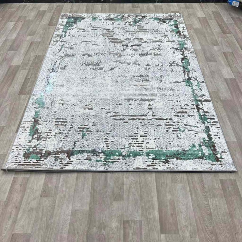 سجاد الماس تركي مودرن 35023D كريم تركواز 150*220